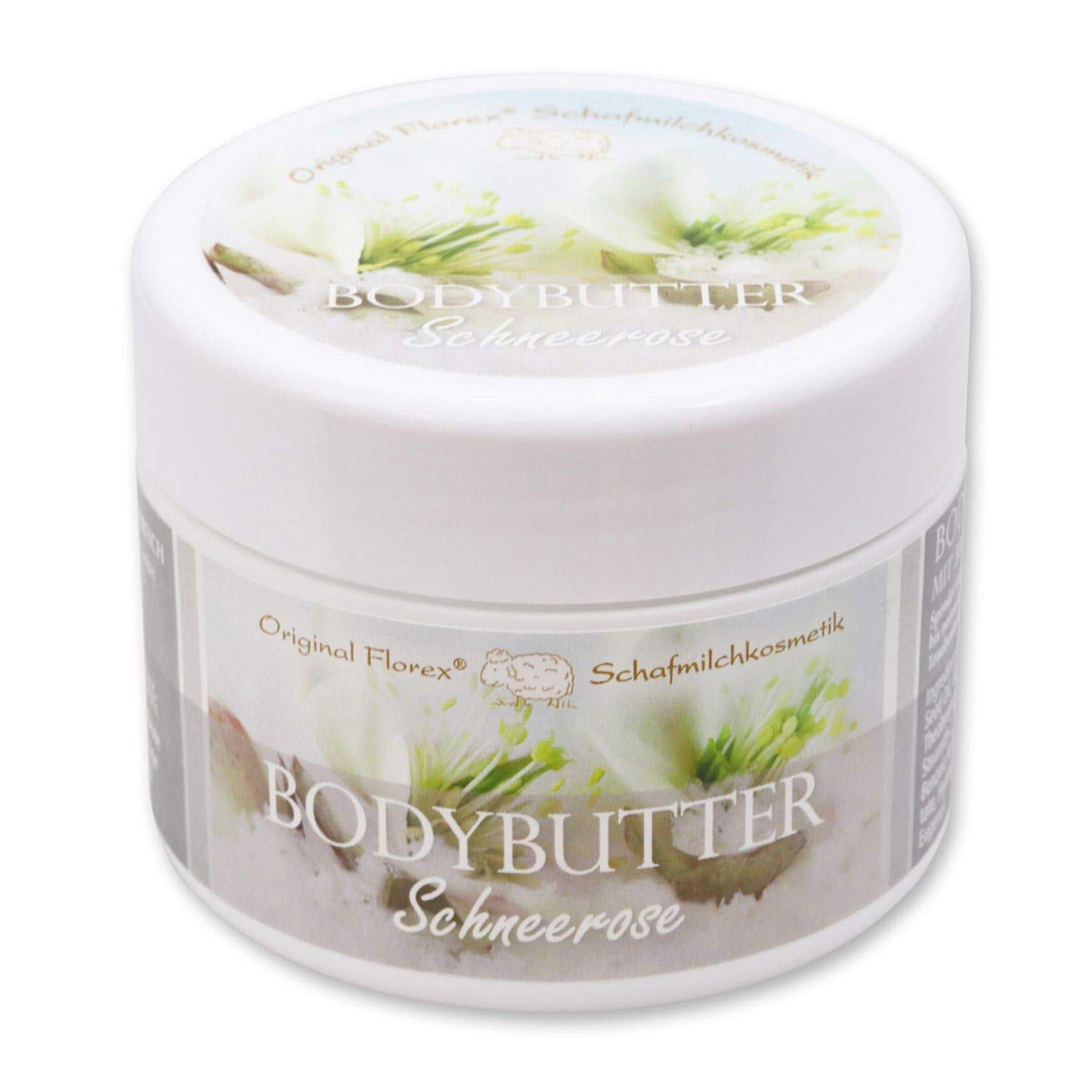 Florex Bodybutter Schneerose mit biologischer Schafmilch für intensive Feuchtigkeit bei trockener und normaler Haut 125 ml B1200SRO
