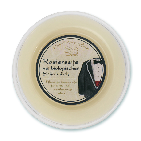Rasierseife mit Schafmilch in Dose 100g mit Etikett, für Herren 9617HS-K