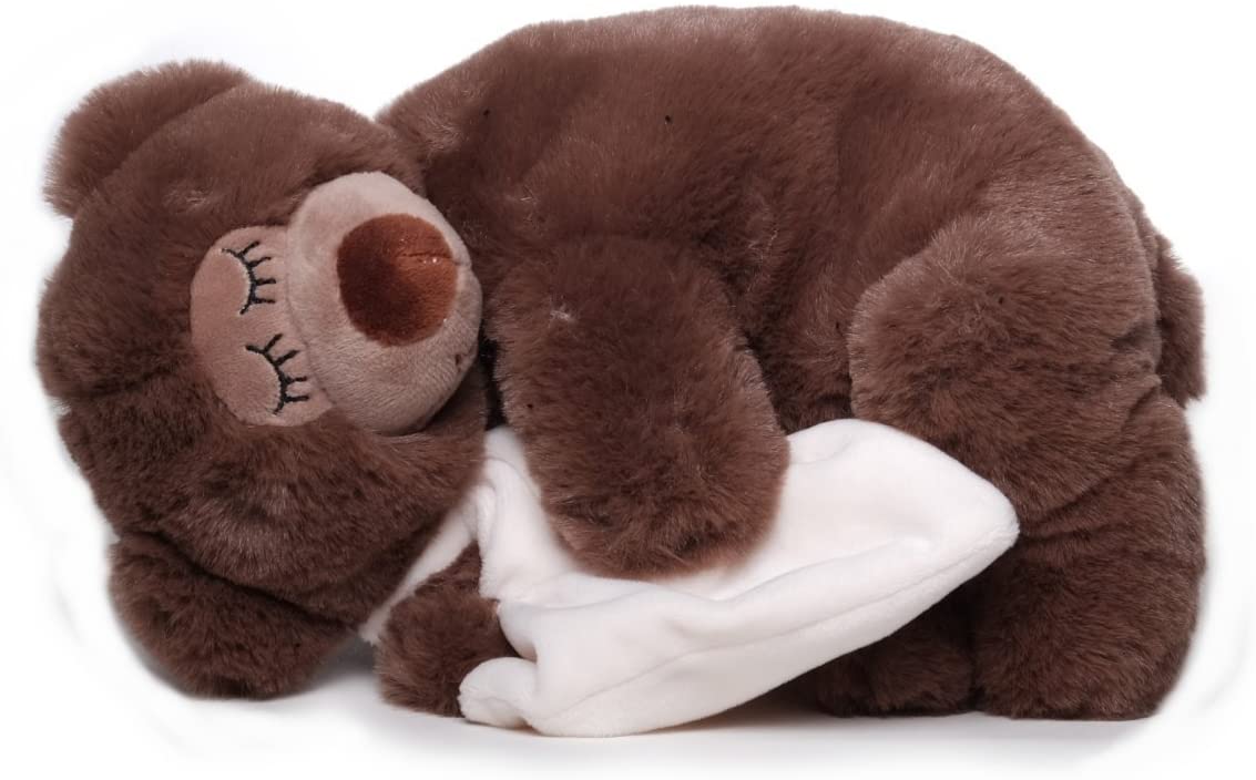 Inware 6483 - Schlafender Bär mit Schnuffeltuch, 25 cm, Kuscheltier