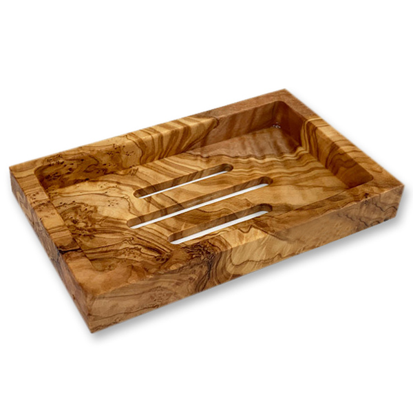 Florex Olivenholz-Seifenschale eckig mit Rand 13x7,6cm